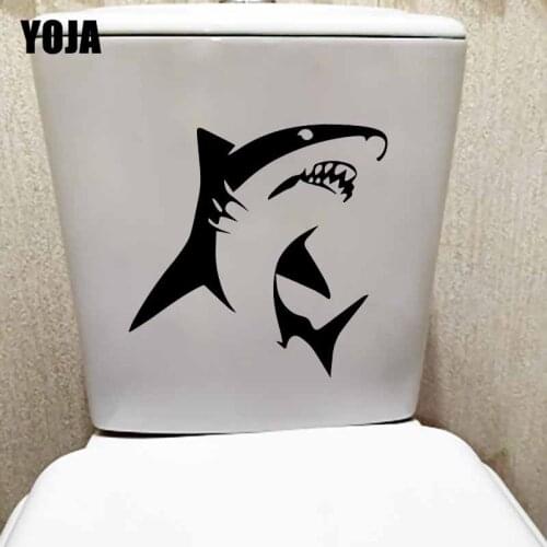 YOJA 23X23CM Great White Shark Fish Toilet Seat Stickers Kids Room Decor Wall Decal T5-0322