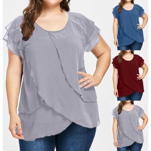 Solid Color Mesh Plus Size T-shirts Women Casual O-Neck Tops All-match Short Sleeve Blouse Trendy Loose Streetwear Pullover A40