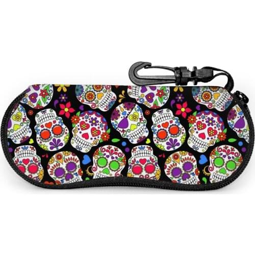 Sugar Skull Pirates Portable Eyewear Cases Cover Sunglasses Case For Women Men Glasses Box Zipper Eyeglass Cases Protector