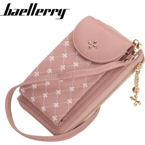 2021 Women Wallet Flower Print Leather Shoulder Straps Shoulder Bag Mobile Phone Big Card Holders Wallet Handbag Pockets Girls