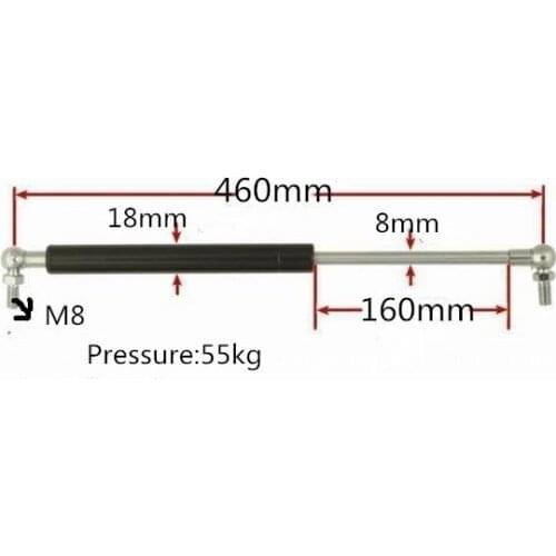 1pcs 460mm Central Distance Gas Spring 160mm Stroke 55KG Force Gas Strut M8 Ball Joint 460mmx160mmx55kg Gas Spring Damper