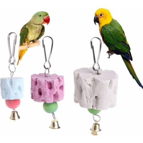 1Pc Parrot Mineral Stone Toy Grinding Mouth Molar Hanging Cage Accessories Chewing Toys Birds Parakeet Chew Bird Supplies C42