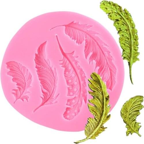 1PC Feather Silicone Mold Sugar Buttons Lace Border Baking Utensils Chocolate Gumpaste Fondant Cake Kitchen Decorating Tools