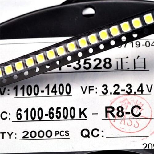 100PCS 1210 patch LED, bright white, 3528 light emitting diode positive white SMD LED