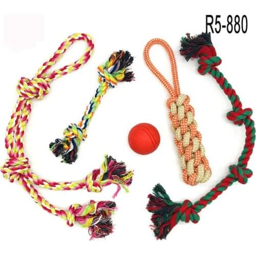 5pcs Dog Toys Set Puppy Chew Toys Durable Cotton Rope Knot Molar Bite Ball Pet Training Toys For Small Medium Dog Clean Teeth