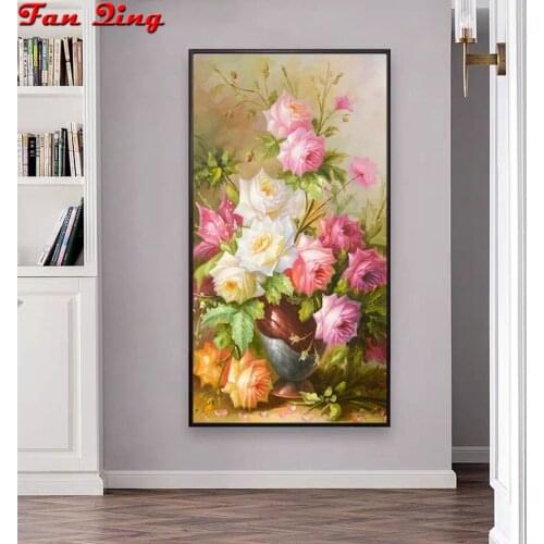5D Diamond Painting Full Drill Diamond Embroidery "Colored flowers" Picture Of Rhinestone Handmade Home Decor