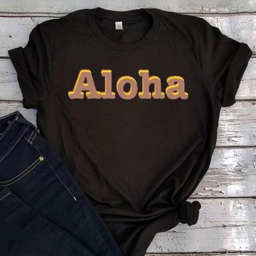 Aloha Hawaii Tee Women Beach O-Neck Casual T Shirt New Summer 2021 Women Fashion Clothing Harajuku Letter Tee White