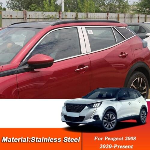 For Peugeot 2008 2019-Present Car Styling Car External Window Sequins Decoration Stickers Frame Cover Automobiles Accessories