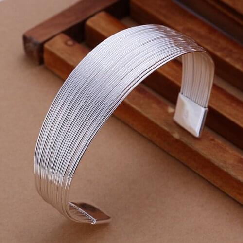 B023 silver fashion jewelry 925 jewelry silver plated bangle bracelet Multiple Line Bangle /WJBXRXXN JGQQOQYQ