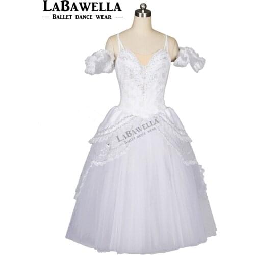 Girls Ballerina Stage Costumes BT8902B Snow White Queen Adult Professional Ballet Long Tutu Romantic Ballet Tutu Dress