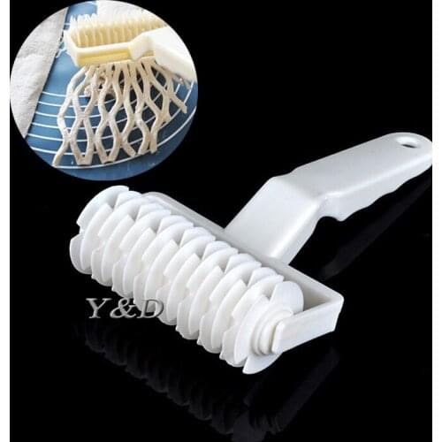 White Plastic Kitchen Baking Tool Bread Cookie Pie Pastry Durable Pizza Tools Net Cutter Dough Big Plastic Roller Lattice