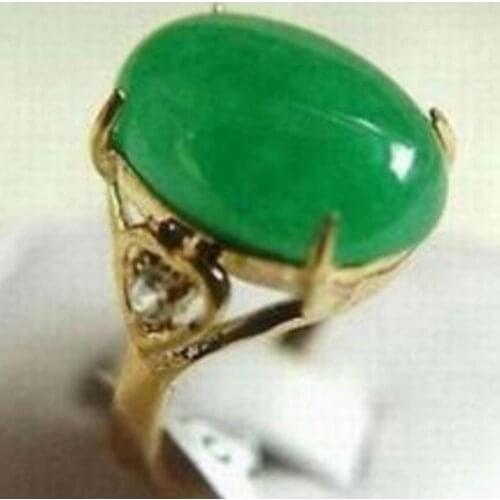 Free Shipping jewellery green jade stone ring size:6# 7# 8# 9