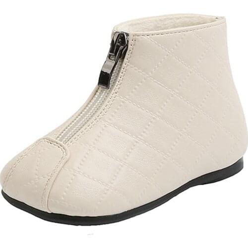 12-15.5cm Brand Baby Girls Zip Ankle Boots For Autumn,Solid Pure Little Princess Dress Shoes,Toddler Girl Martin Fashion Boots