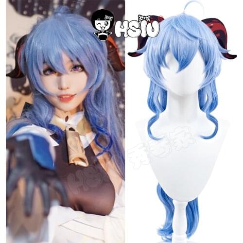 Ganyu cosplay wig GAME Genshin Impact cosplay HSIU Gradient blue long hair gift brand wig cap