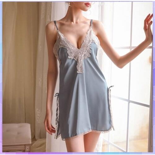 Robe Womens Pajamas Sets Sleepwear Sexy Lace Sleep Lounge Long Sleeve Ladies Nightwear Bathrobe Night Dress With Chest Pads