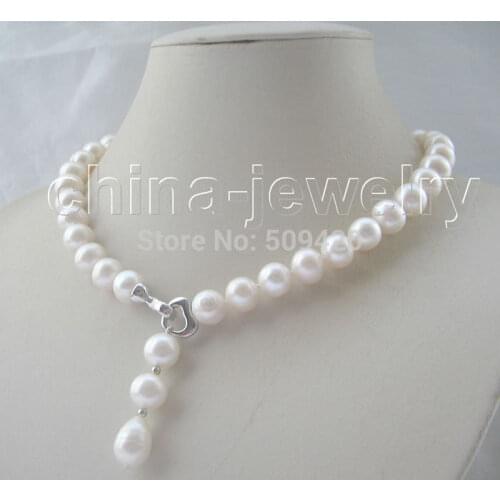 Beautiful 17.5" 11-12mm white round freshwater pearl necklace