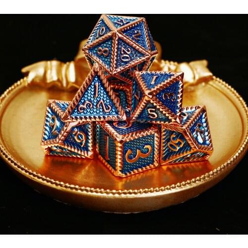 Metal Polyhedral Blue Dnd Dice Set Dungeon and Dragon D20 Rpg D&d Dice Tabletop Board Games Dnd Miniature Role Playing Dice