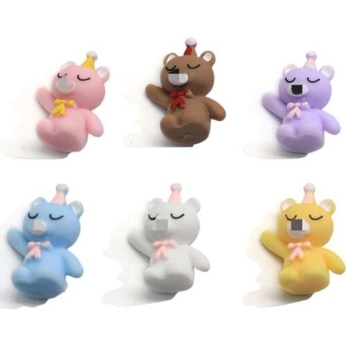 Cute 3 D Cartoon Bow Knot Bear Resin Cabochons Scrap Booking For Phone Decor D I Y Craft Miniature Dollhouse Toys Accessories