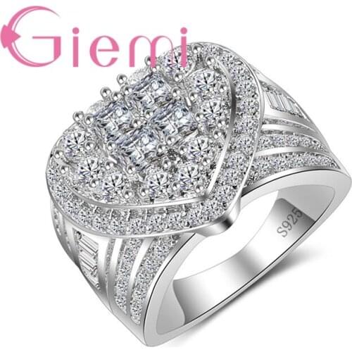 Trendy Wide Wedding Band Romantic Heart Shape 925 Sterling Silver Women Rings Jewelry for Engagement/Party Accessories