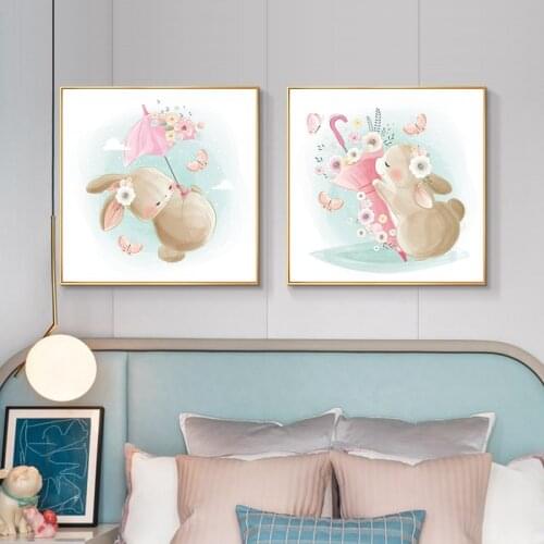 Lnnocent Bunny Cross Stitch kits Embroidery Needlework Sets Cartoon Rabbit Printed Pattern 11CT DIY Child Home Decoration