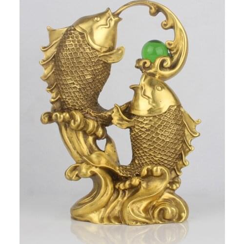 2021 NEW LARGE # office home Company shop store Fortune Money Drawing mascot GOOD LUCK Goldfish NIAN NIAN YOU YU brass statue