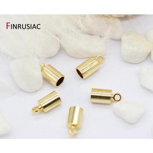 4MM Tassel Leather Cord End Crimp Caps Beads End Cap For DIY Bracelet Necklace Jewelry Making Findings 14K Gold Plated