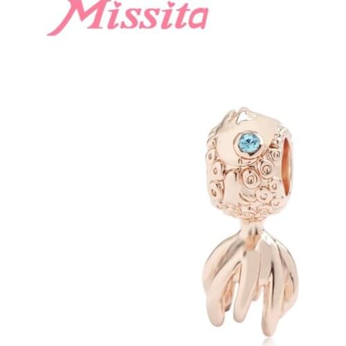 MISSITA RoseGold Goldfish Charm fit Brand Bracelets Necklaces for Women Jewelry making Ladies Jewelry Accessories Gift