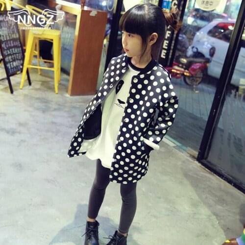 Autumn Girls Outerwear Coats Jackets Fashion Polka Dots Print Outwear Sweatshirt Lightweight Overcoat Coats Long Jackets Girls