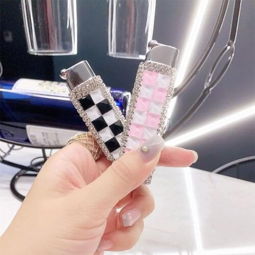Pink Sexy Torch Gas Lighters Artificial Diamond DIY Creative Butane Refillable Lighter Inflatable Adjustable Lighter for Women
