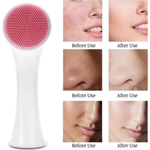 New 2 Colors Double Sides Multifunctional Silicone Facial Cleansing Brush Portable 3D Face Cleaning Massage Tool Facial Brush