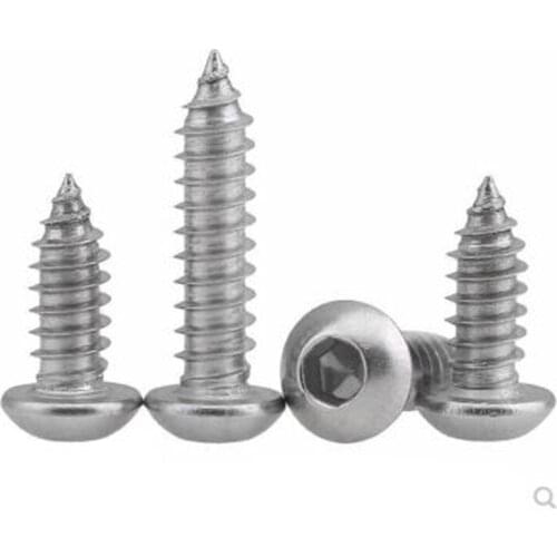 10/20Pcs M3 M4 M5 M6 304 Stainless Steel Hexagon Socket Button Head Self tapping Screws Round Head