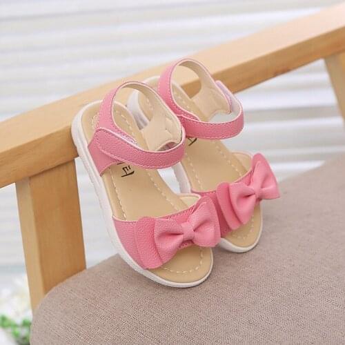 New Summer Sandals Bow-tie Children Shoes Girls Sandals Baby Korean Party Princess Soft Beach Shoes Solid For 2-9 Years Old