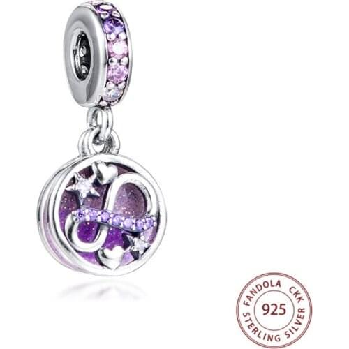Fandola DIY Fits Pandora Bracelets 925 Sterling Silver Eternity Mom Dangle Charms Beads for Jewelry Making kralen