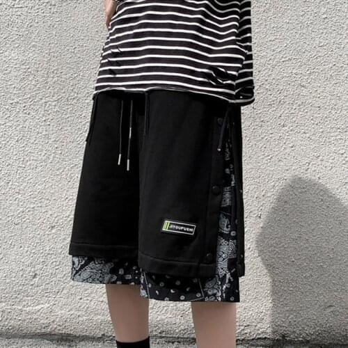 Casual Shorts Summer Korean Fashion Loose Cashew Flower Five-Point Pants Sports Running Breasted Pants traf y2k Harajuku Vintage