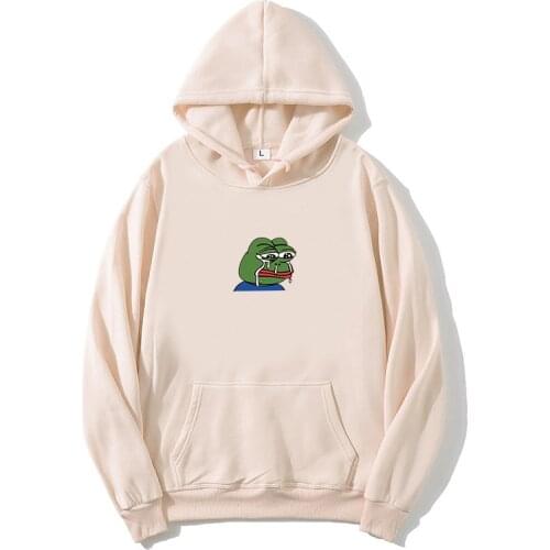 Tears Frog Hoodie Women Creative Funny Printing pepe Frog Mens Long-Sleeved Haikyuu Hoodie Streetwear Hip Hop Hoodies Women