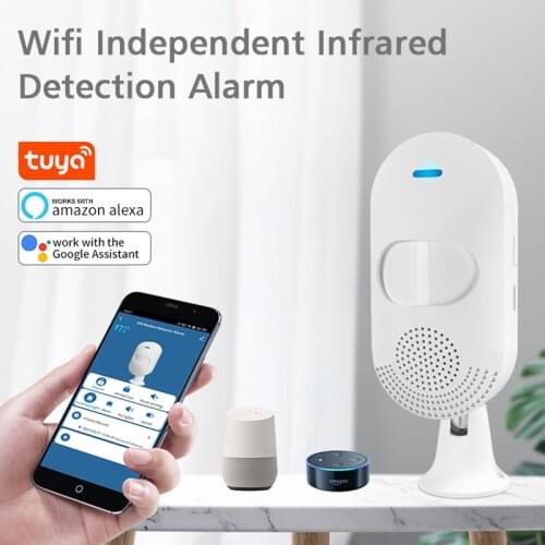 WIFI Infrared Sensor Alarm Work With Google Home Tuya Smart APP Control Safety Alarm Infrared Detector Battery Charger Universal