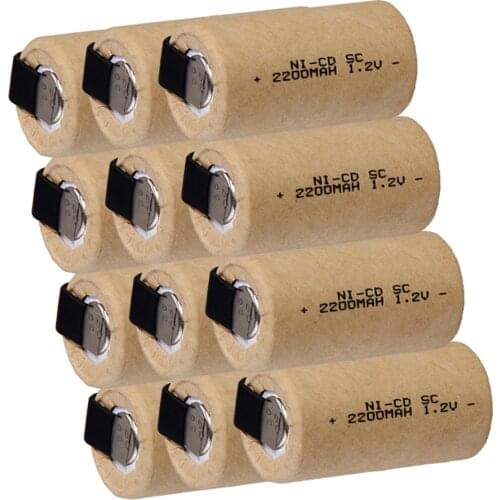 Yeckpowo 12 pcs SC battery 2200mAh 1.2V NICD subc screwdriver electric drill batteries for Bosch Mikita Dewalt Hitachi B&D