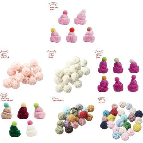 Handmade Crafts Jewelry Clothing Bag Decorations Cute Lace Yarn Mesh Balls Hair Knitted Woolen Hat Ornaments for DIY Accessories