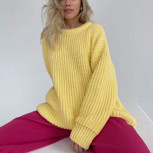 Womens Knitted Thicken Pullovers Sweater Autumn Winter Oversize Long Sleeve Casual Loose Sweaters Female Solid 2021 Ladies Top