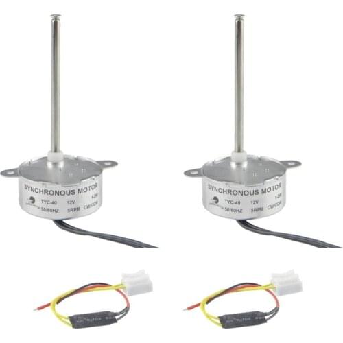 CHANCS 2PCS DC Gear Synchronous Motor TYC-40 DC 12V Shaft 74mm Inner-screw Shaft CW/CCW 5RPM Electric Motor DC Brush Motor