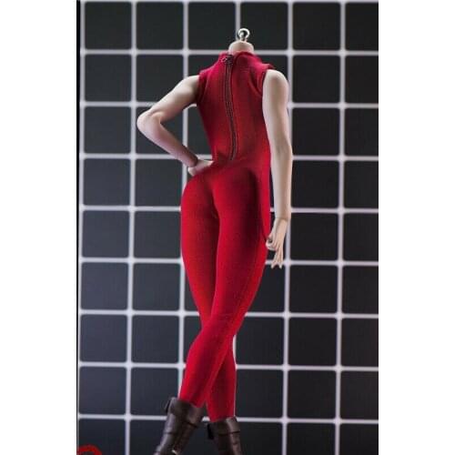 1:6th Deep Red One Piece Stretch Tights Clothes for 12" Figure Body