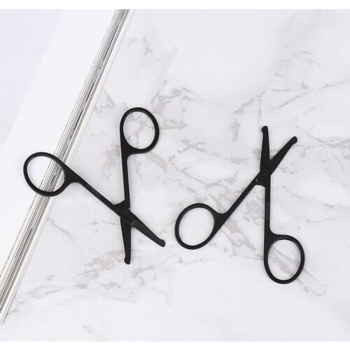 1Pc Black Color Nose Hair Scissor Stainless Steel Eyebrow Nose Hair Cut Facial Makeup Tool
