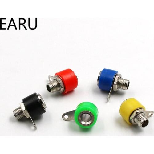 10pcs/lot 4mm Banana Binding Post 4mm Banana Socket Free Shipping 5color/lot Plug Adapter DIY Red Green Yellow Black Blue