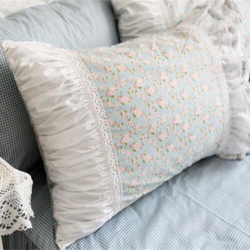 2pcs fresh dobby print pillow case wrinkle Embroidered lace pillow cover bedding pillow cases home textile pillow sham no filler