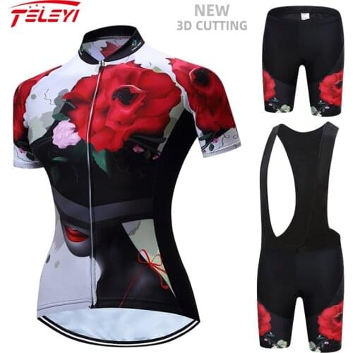 2021 Teleyi Women Cycling Set MTB Bike Clothing Women Racing Bicycle Clothes Ropa Ciclismo Cycling Wear Team Cycling Jersey Set