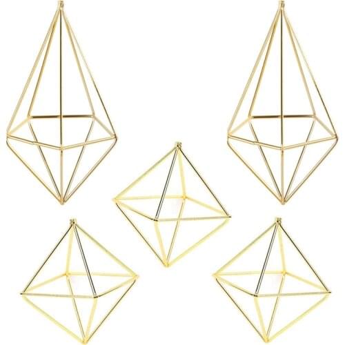 5 Packs Air Plant Holder Mini Metal Tabletop Himmeli Decor Modern Geometric Planter Tillandsia Air Fern Display Stand