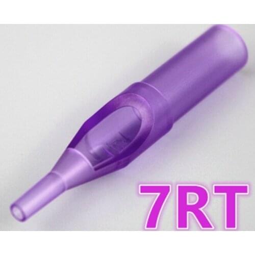 7rt Disposable Purple Transparent Tattoo 50 Stick Cutout Round Tip Tattoos Cap Tatoo Supplies Professional Tool Embroidery Sale