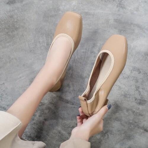 Tilocow Genuine Leather Ballet Flats Ladies Shallow Moccasins Casual Shoes Woman Female Summer Loafers Slip on Women Shoes