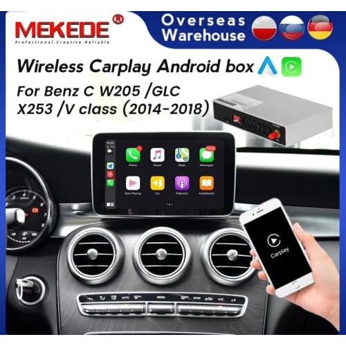 Wireless Carplay Android box Car For Benz C W205-GLC X253-V class (2014-2018) NTG 5.0 Support Siri IOS Android Mirror Link SWC