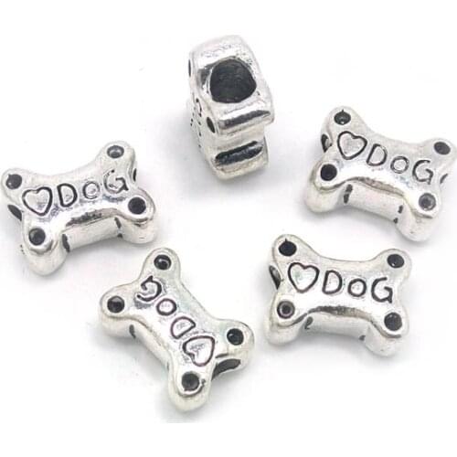 Free shipping 50pcs bone heart butterfly design antique silver plated alloy big hole beads charms fit European bracelet DIY